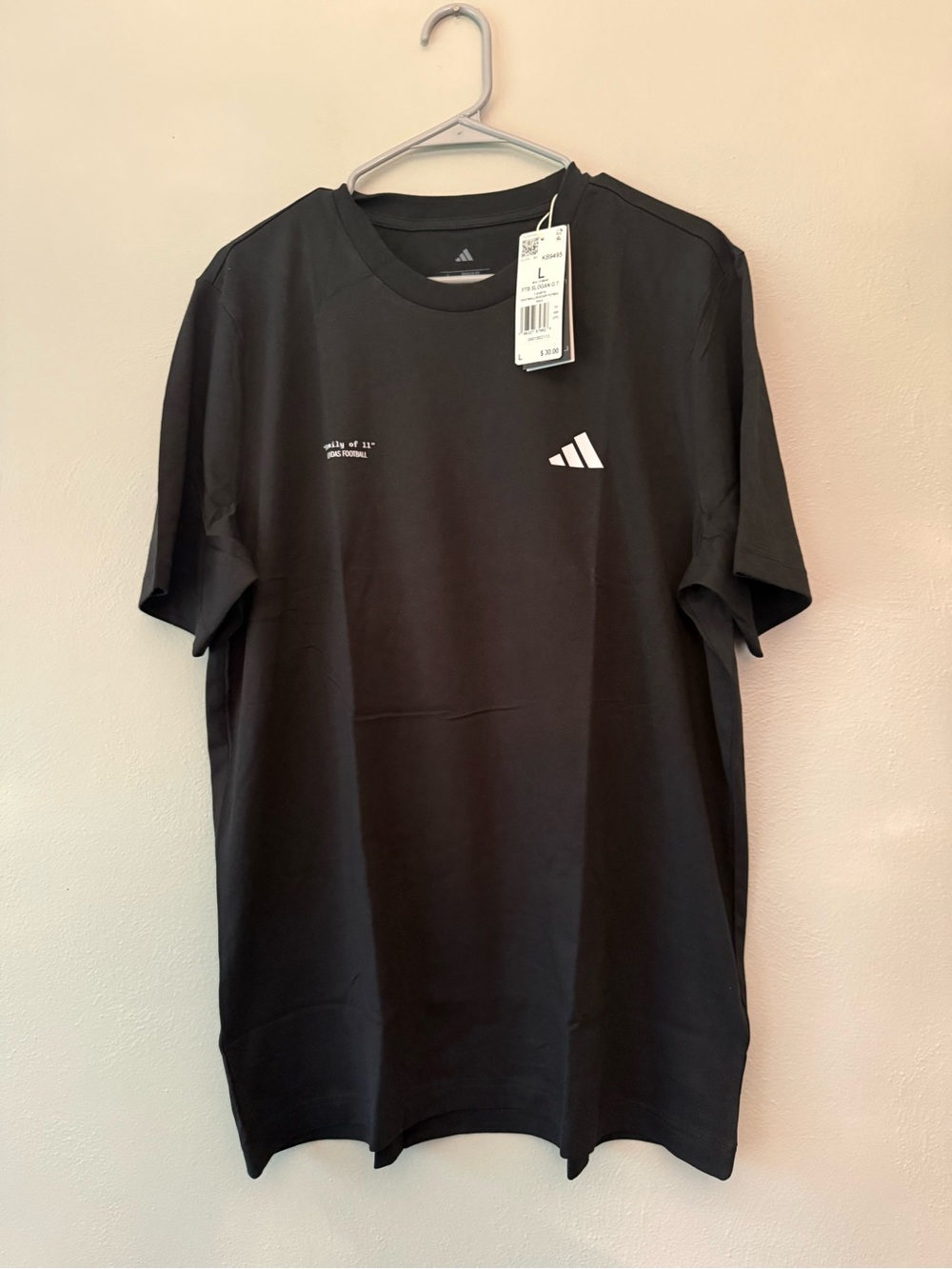 adidas Black Short Sleeve Athletic Tee with White Logo
